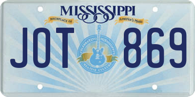 MS license plate JOT869
