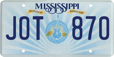 MS license plate JOT870