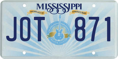 MS license plate JOT871