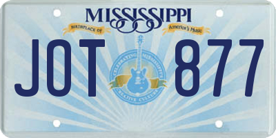 MS license plate JOT877