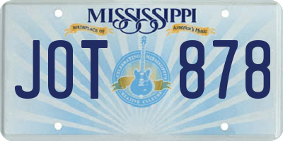 MS license plate JOT878