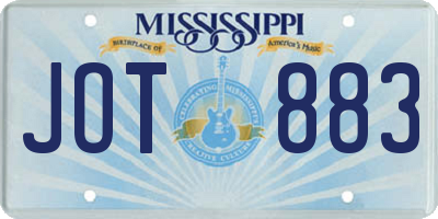 MS license plate JOT883
