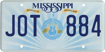 MS license plate JOT884