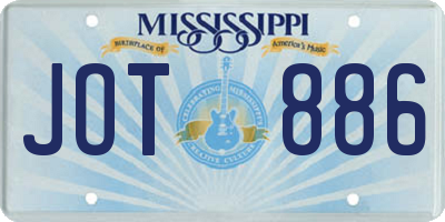 MS license plate JOT886