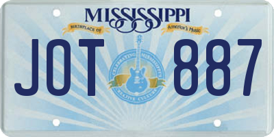 MS license plate JOT887