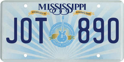 MS license plate JOT890