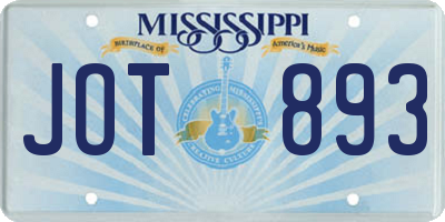 MS license plate JOT893