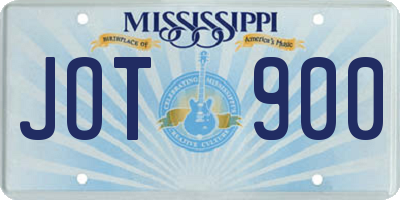 MS license plate JOT900