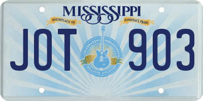 MS license plate JOT903