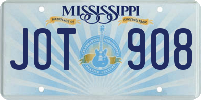 MS license plate JOT908