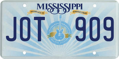 MS license plate JOT909