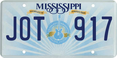 MS license plate JOT917