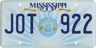 MS license plate JOT922
