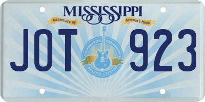 MS license plate JOT923