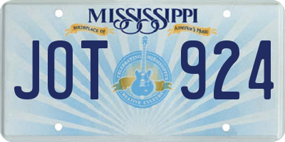 MS license plate JOT924