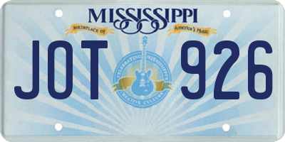 MS license plate JOT926