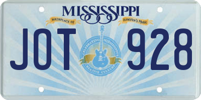 MS license plate JOT928