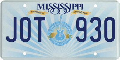 MS license plate JOT930