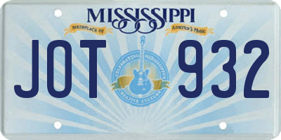 MS license plate JOT932