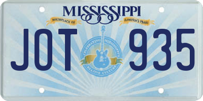 MS license plate JOT935