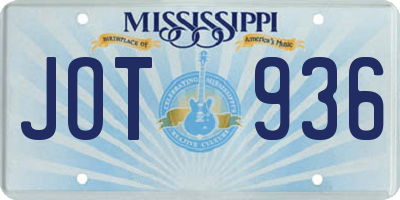 MS license plate JOT936