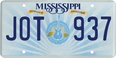 MS license plate JOT937
