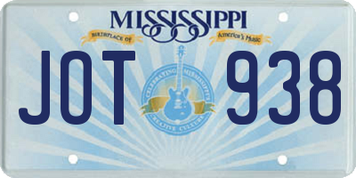 MS license plate JOT938