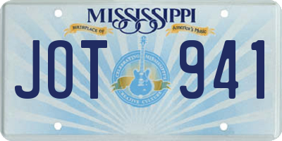 MS license plate JOT941