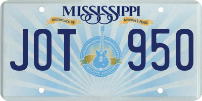 MS license plate JOT950