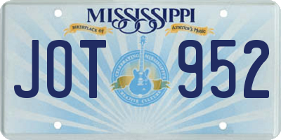 MS license plate JOT952