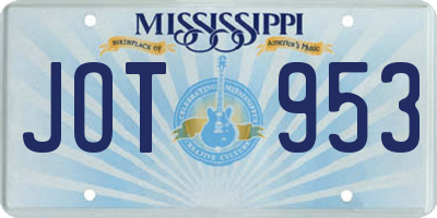 MS license plate JOT953