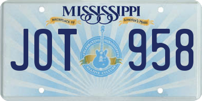 MS license plate JOT958