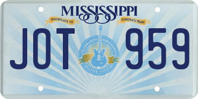 MS license plate JOT959