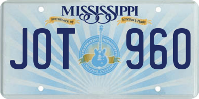 MS license plate JOT960