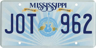 MS license plate JOT962