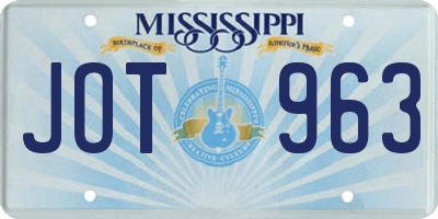 MS license plate JOT963