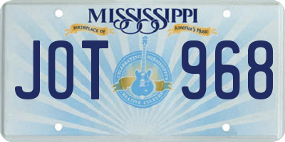 MS license plate JOT968