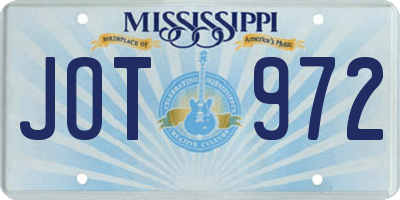 MS license plate JOT972