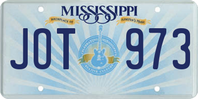 MS license plate JOT973