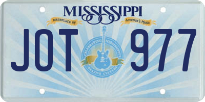 MS license plate JOT977