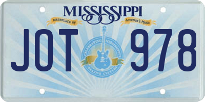 MS license plate JOT978