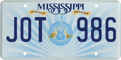 MS license plate JOT986