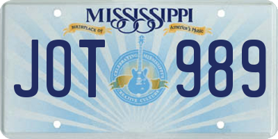 MS license plate JOT989