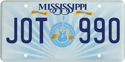 MS license plate JOT990