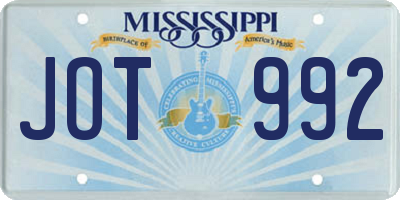 MS license plate JOT992