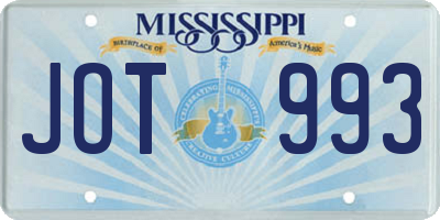 MS license plate JOT993