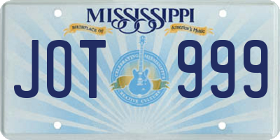 MS license plate JOT999