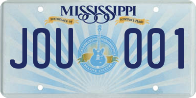 MS license plate JOU001