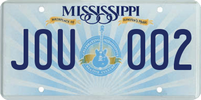 MS license plate JOU002