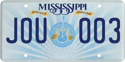 MS license plate JOU003
